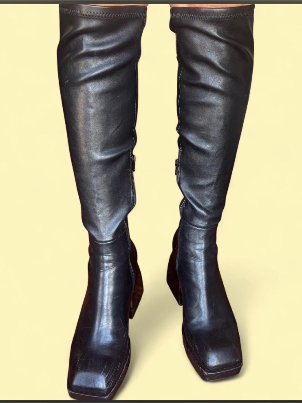 Jeffery Campbell Women's Black Knee-High Leather Boots
